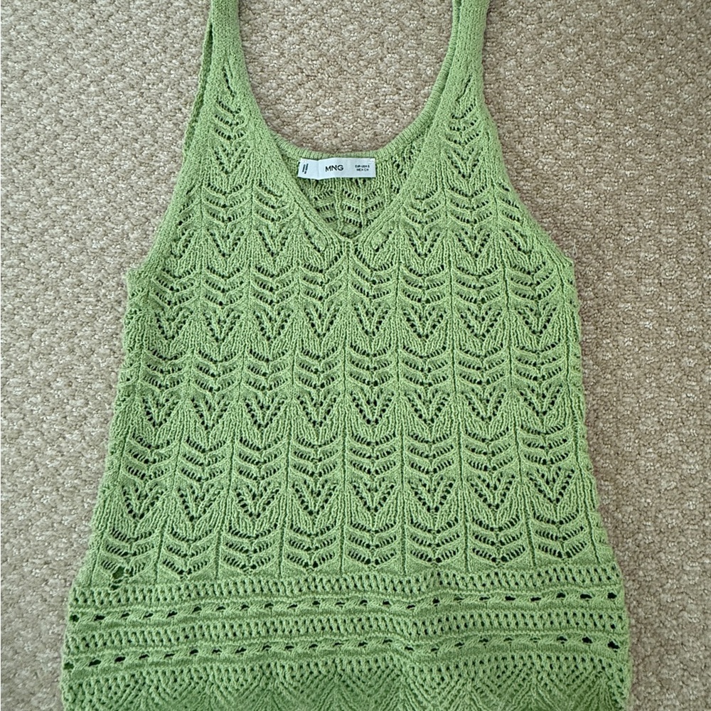 Mango Green Cropped Ribbed Tank Top